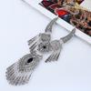 Vintage Ethnic Exaggerated Statement Necklaces Antique Silver Carved Water Drop Tassel Necklaces For Women Boho Jewelry