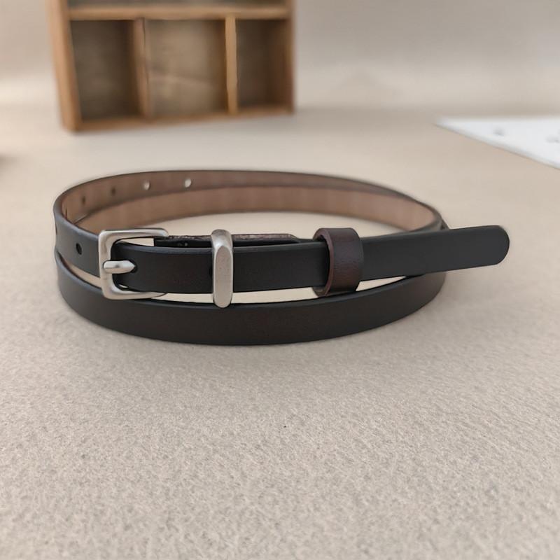 Genuine Leather Slim Belt Women With Alloy Pin Closure For Fashionable Use Daily