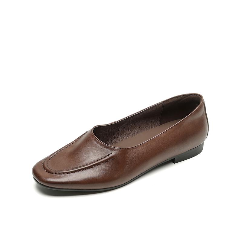 Мода 2025 Новое поступление Женские туфли-лодочки на плоской подошве из натуральной кожи Мягкий комфорт Повседневная обувь Женские базовые весенне-летние туфли-лодочки
