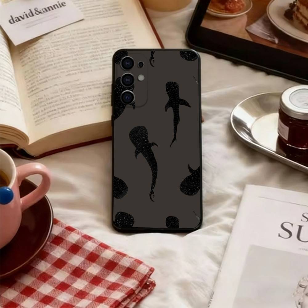 Чехол для телефона с узором кита для Samsung S25, S24, S21, S22, S23, S30, Ultra, S20, Plus, Fe, Lite, Note, 10, Мягкий черный чехол