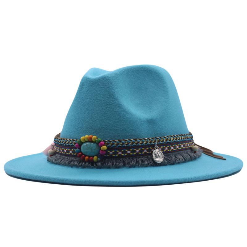 eBay new woolen top hat women's minority style retro flat-brimmed jazz hat