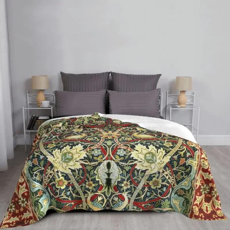 Плед с принтом антикварного ковра William Morris Bullerswood, 3D-печать, фланелевый флис, теплые пледы для офиса, спальни, дивана, одеяло