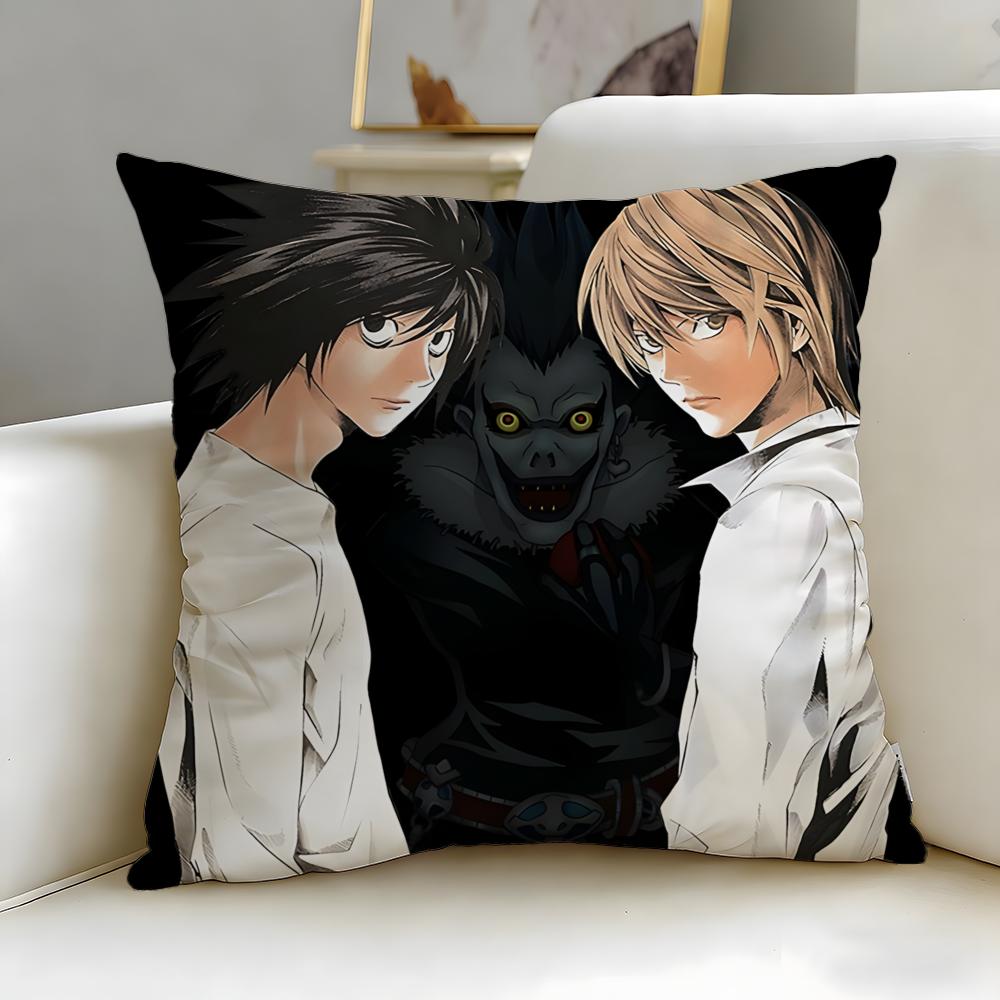classic anime Death Note Cushion Cover Soft EasyWash Pillow Case Versatile for Couch Bed Travel and Office