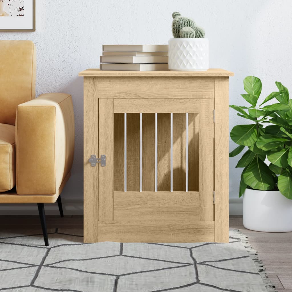 Furniture Style Dog Crate in Sonoma Oak 64.5 x 80 x 71 cm Particleboard