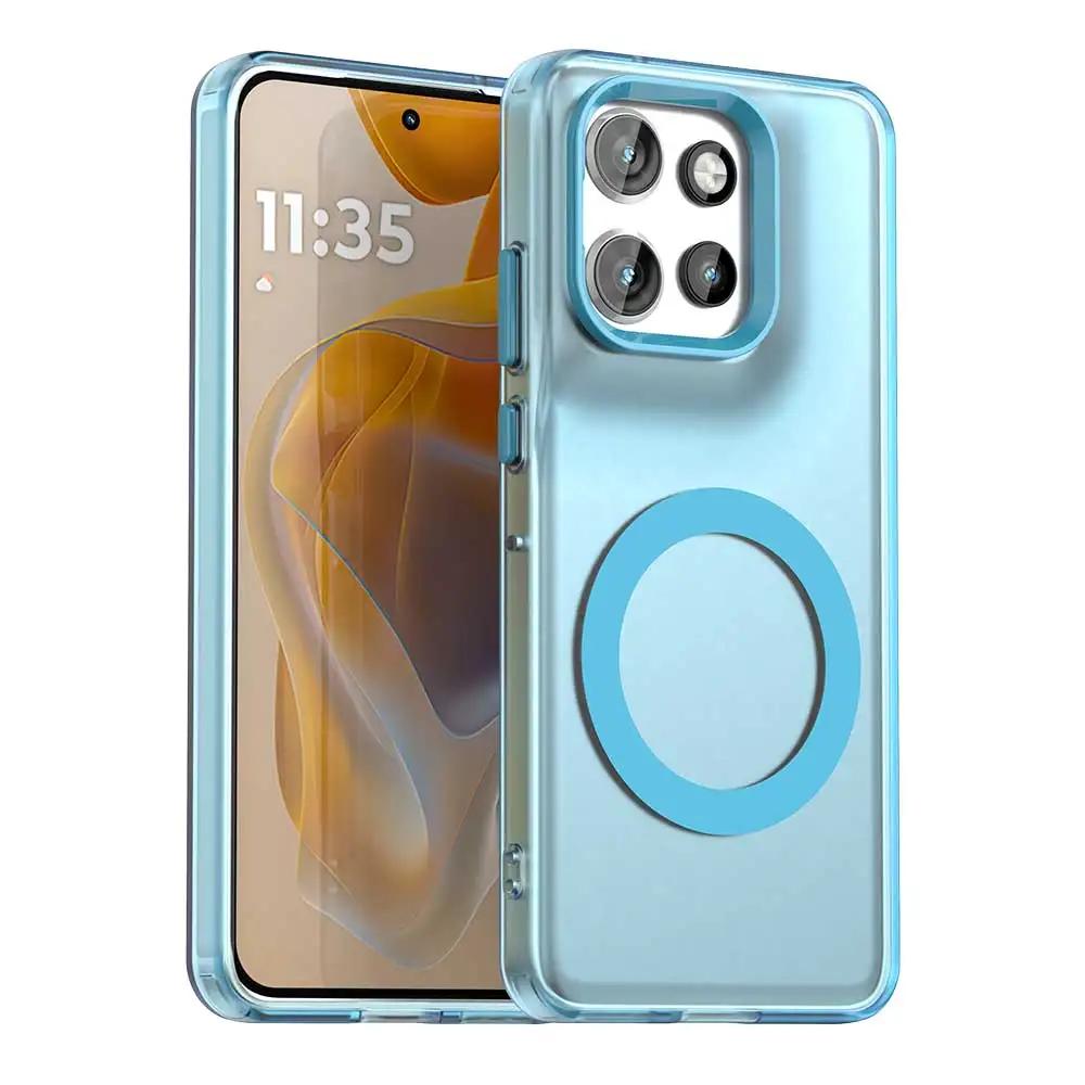 Ударопрочный чехол для телефона конфетного цвета для Motorola Edge 50 Neo ThinkPhone 25, магнитный, для беспроводной зарядки, ТПУ-каркас, пластиковая задняя крышка