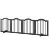 Folding Freestanding Dog Gate With Feet Protective Barrier 4 Panels 208 X 29.5 X 61 Cm Black