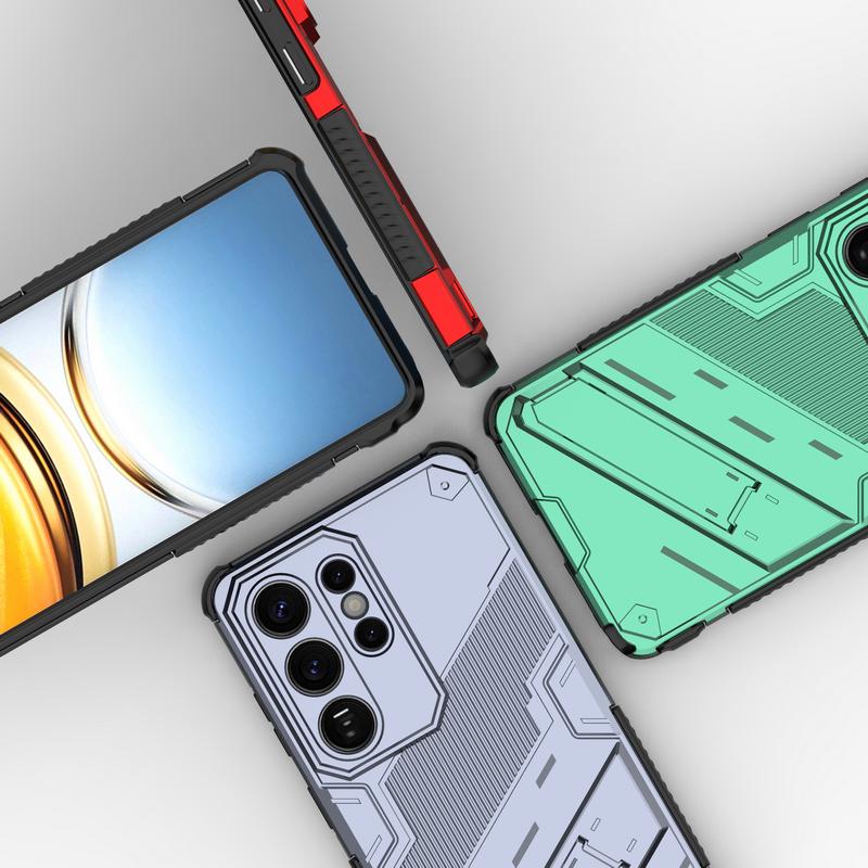 Ударопрочный чехол-подставка из бронированного материала для Samsung Galaxy S26 Ultra S25 Edge S24 Plus S23 FE A15 A25 A35 A54 A55 A16 A26 A36 A56 5G Со скрытым держателем для телефона