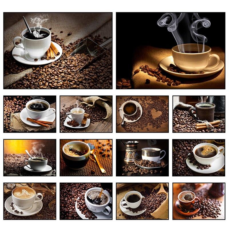 Coffee Cup Poster Decoration Nordic Prints Coffee Bean Canvas Painting Wall Art Picture for Living Room Cafe Store Home Restaurant Kitchen