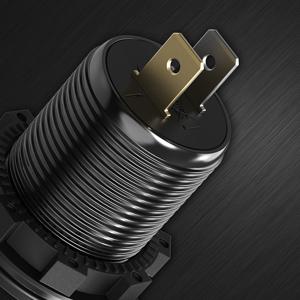 Автомобильное USB-гнездо Зарядное устройство Металлическое 60 Вт Автомобильное зарядное устройство 12 В 24 В USB-розетка PD USB-C и два порта QC3.0 Сенсорный переключатель для лодки Морское