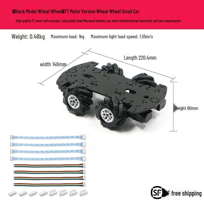 Electric TT Motor Mecanum Wheel Chassis: High-Precision Encoder, Intelligent 4WD Omnidirectional Small Car