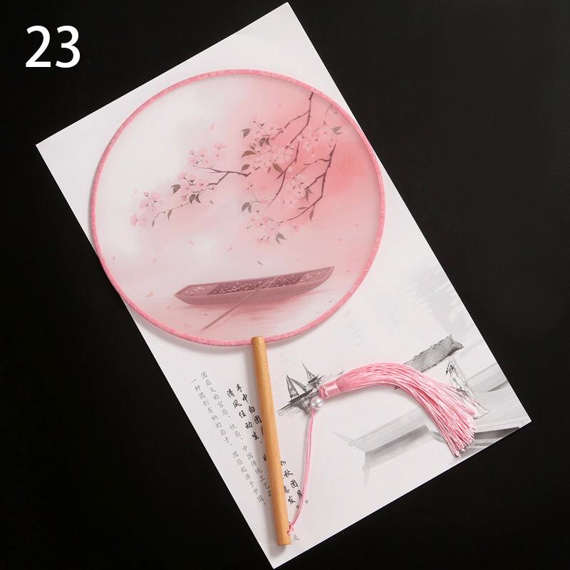 1шт классические печатные кисточки с длинной ручкой круглые веера круглый свадебный веер