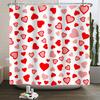 Happy Valentines Day Heart Shower Curtain Red Pink Romantic Falling Love Heart Sweet Lovers Waterproof Bathroom Curtain Decor