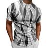 Summer Round Neck 3D Color Block Print Top Fashionable Casual Short Sleeved Men's T-shirts