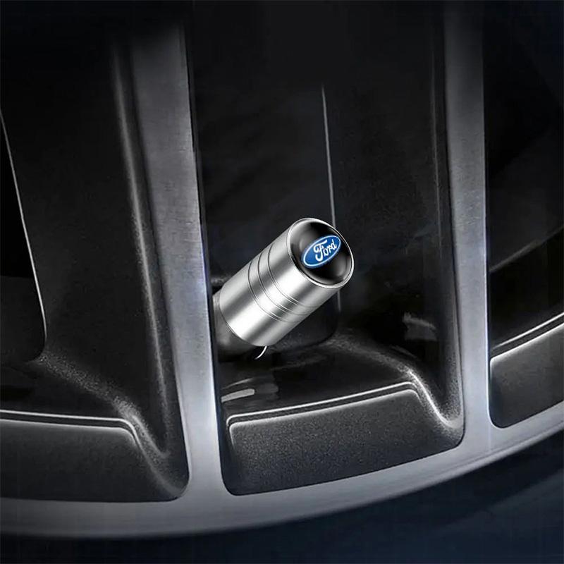 AJP1 4Pcs Car Aluminium Alloy Wheel Tire Valve Cover Caps For Ford Escape Kuga Mondeo Ecosport Fiesta Focus 2 3 Tyre Plug Accessories