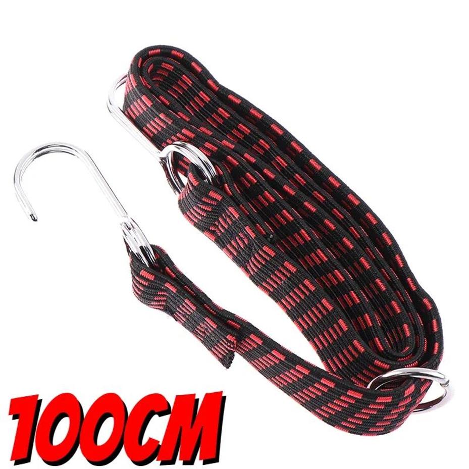 1 M Hooked Bungee Cord Adjustable Heavy Duty Luggage Tie Down Straps Flat Rubber Elastic Motorcycle Stretch Cord Good Toughness