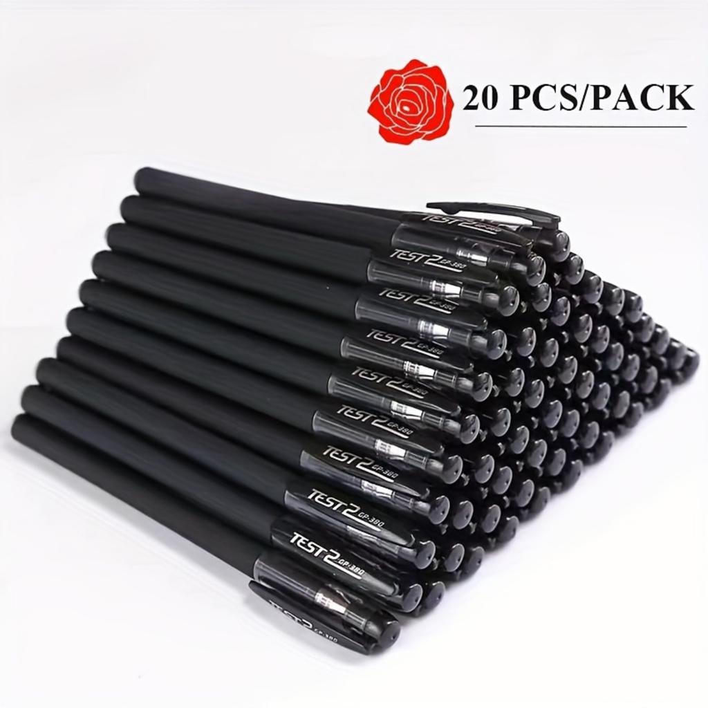 20 Pieces of 0.5mm Black Gel Pens, Suitable for School or Office Use, Business Signature Pens, Student Examination Pens