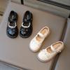Новые туфли принцессы из кожи для девочек, черные детские туфли на плоской подошве в стиле Лолиты, милые шикарные кружевные детские повседневные туфли для школы, мягкая подошва, универсальные