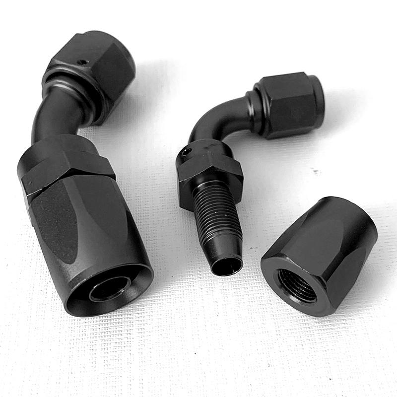 2PCS Swivel Hose End Fitting AN4AN6AN8AN10AN12 Fittings Adapter 0°/45°/90°180° Aluminum Oil Fuel Line Reusable Universal Black
