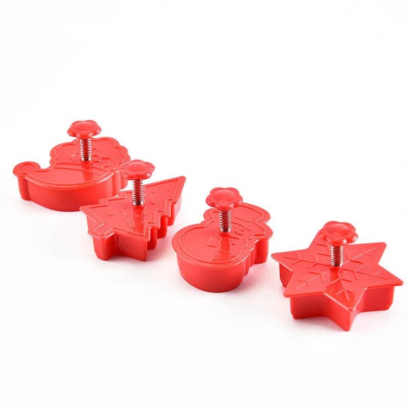 4Pcs/set Christmas Series Cookie Baking Moulds Santa Claus Snowman Tree Star Snowflake Mold Biscuits Cutter Set Kitchen Tools