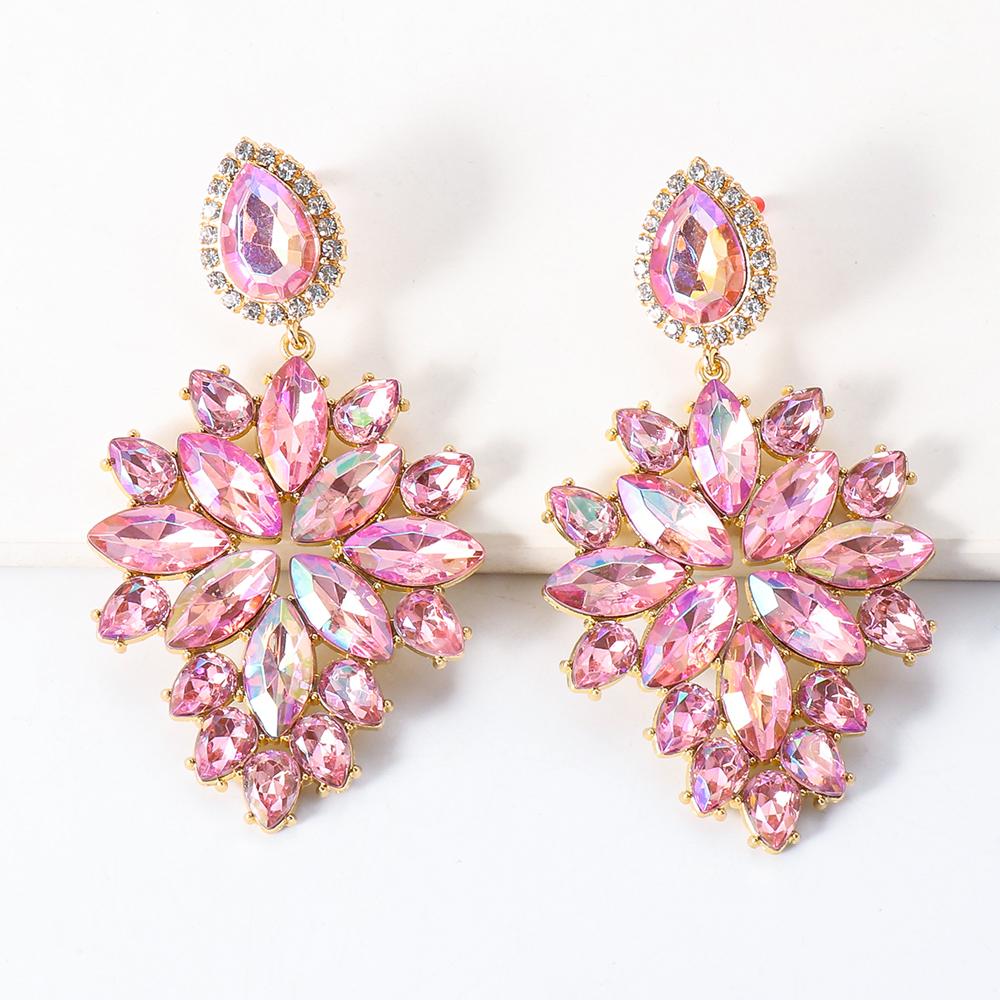 2022 New Products 16 Colors New Rhinestones Jewelry Statement Earrings Big Glass Drop Earrings for Women Fashion Accessories