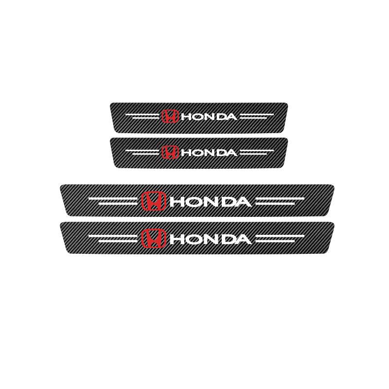 NBS4 Car Door Sill Stickers Carbon Fiber Leather Anti-stepping Protector For Honda Civic FIT Accord Prelude CRV 5th City CRZ CRX Jazz
