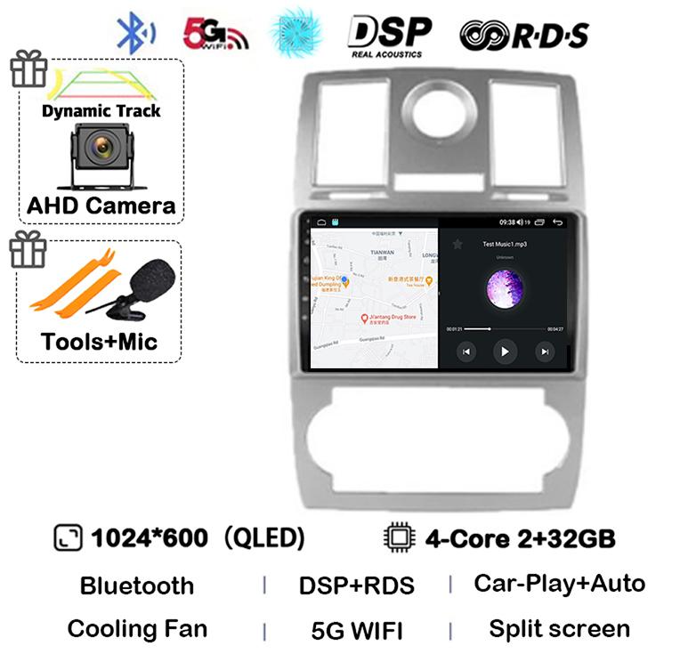 Android 14 Auto Carplay 4G+WIFI For Chrysler Aspen 300C 2004 2005 2006 2007 2008 Multimedia Video Player Car Radio GPS Stereo BT