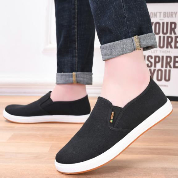 Мужские парусиновые повседневные кроссовки для мужчин, легкие, без застежек, вулканизированные, удобные, мужские туфли на плоской подошве, новые черные кроссовки