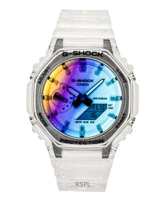G-Shock Аналогово-цифровые часы с прозрачным полимерным ремешком, многоцветным циферблатом, кварцевые GA-2100SRS-7A 200M Мужские часы