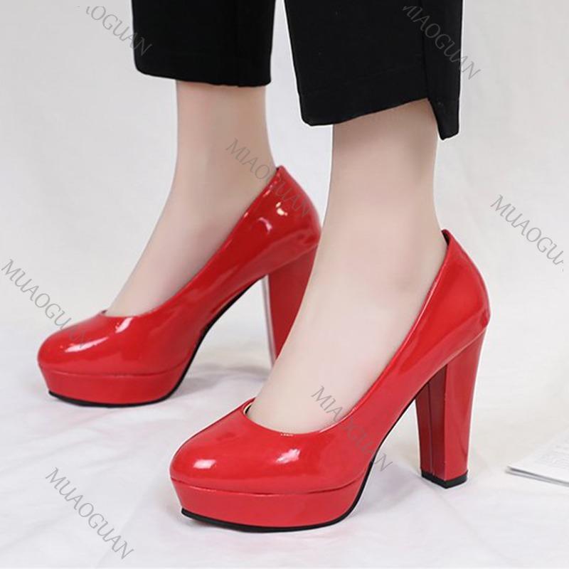 Fashion Women Pumps Shoes Pointed Toe High Heels PU Leather Shallow Slip-On Round Toe Casual Wedding Party Derss Solid Heels Women Shoes