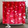 Happy Valentines Day Heart Shower Curtain Red Pink Romantic Falling Love Heart Sweet Lovers Waterproof Bathroom Curtain Decor