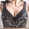 Plus Size Underwear Big Breasts Full Cup with Steel Ring Push Up Anti Sagging Bra Thin Sponge Bra E Lace Embroidery Sexy Women's Underwear