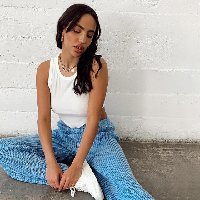 2021 летние женские однотонные футболки, сексуальные синие майки, укороченные майки, футболки, топы для женщин