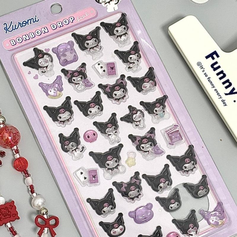 Кавайные Sanrio Hello Kitty DIY 3D Рельефные Декоративные Наклейки Милые Мультяшные Kuromi Cinnamoroll Чехол для Телефона Креативное Украшение Подарки