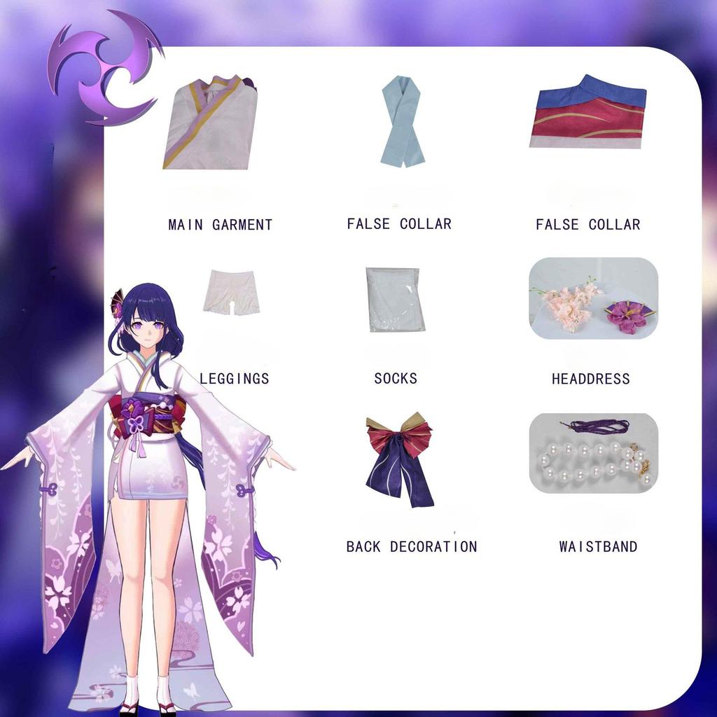 Игра Genshin Impact Костюм Raiden Shogun Baal Наряды Платье Парик Головной убор Raiden Ei Хэллоуин Карнавал Косплей Для Genshin