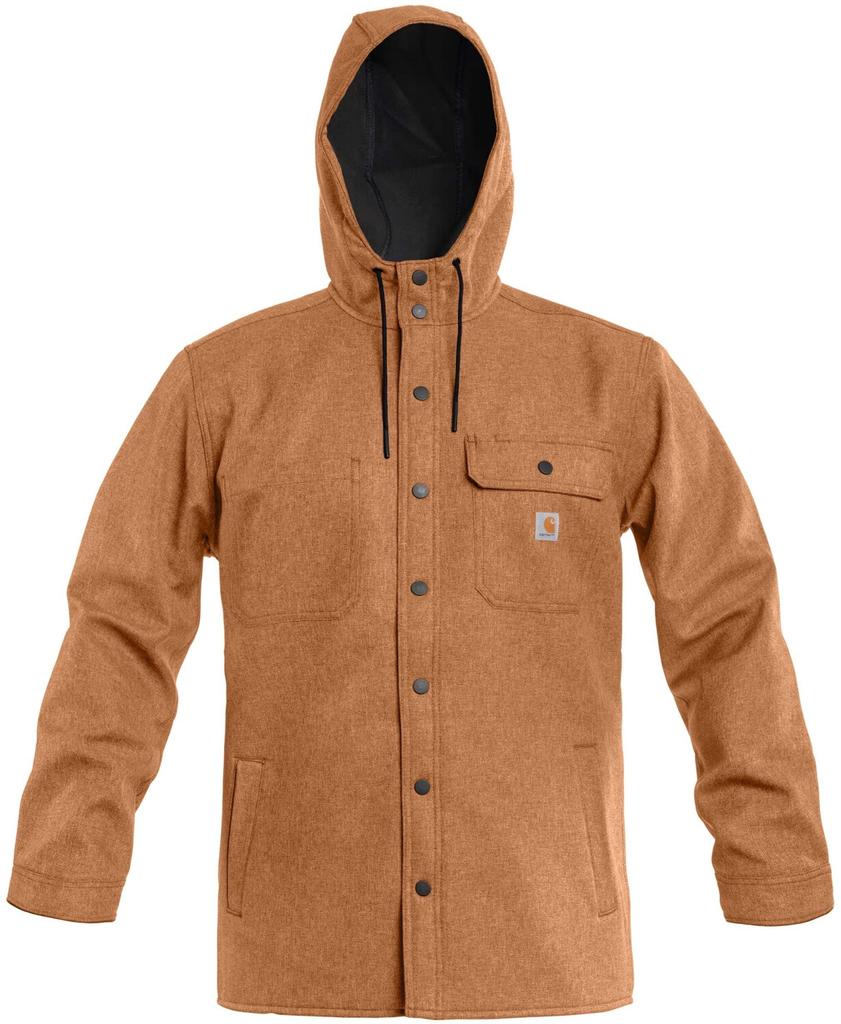 Jacket Carhartt Rain Defender Relaxed Fit Heavyweight Hooded Shirt Jac Oiled Walnut Heather