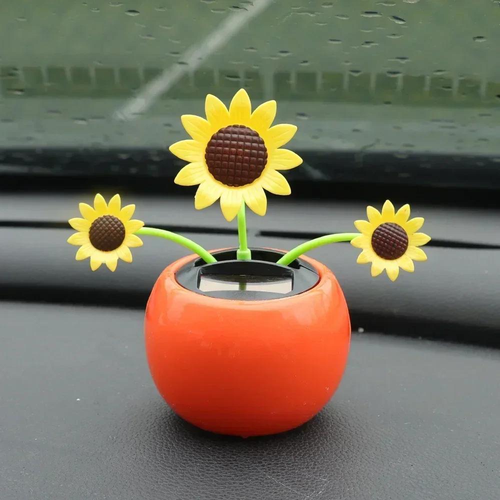 Автомобильные солнечные украшения в виде подсолнуха, качающиеся медоносные пчелы, украшения, аксессуары для приборной панели автомобиля, солнечная энергия, танцующие цветы, украшения