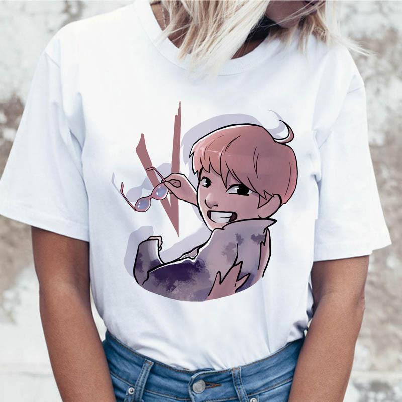 JIN SUGA J HOPE Women JIMIN V JUNGKOOK Top Kpop T Shirt Korean Pop Music Group Short Sleeve Shirt Funny Graphic Female Tee K-pop