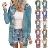 Women's Casual Retro Floral Print Long Sleeve Mid-Length Cardigan Jacket