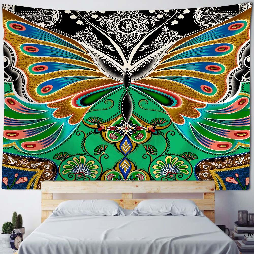 Психоделический гобелен с мандалой, геометрическое фрактальное искусство, настенный хиппи, богемный гобелен для украшения дома, гобелен для йоги, наматрасники