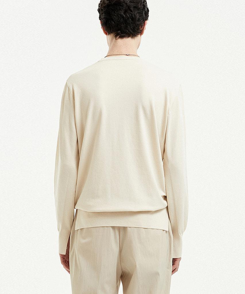 NOIRER Silk Slit Crewneck Knit (Ivory)