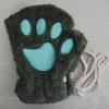Women Pink Cute Cat Claw Paw Plush Mittens Warm Plush Short Fingerless Fluffy Bear Cat Gloves Costume Half Finger Party Gift