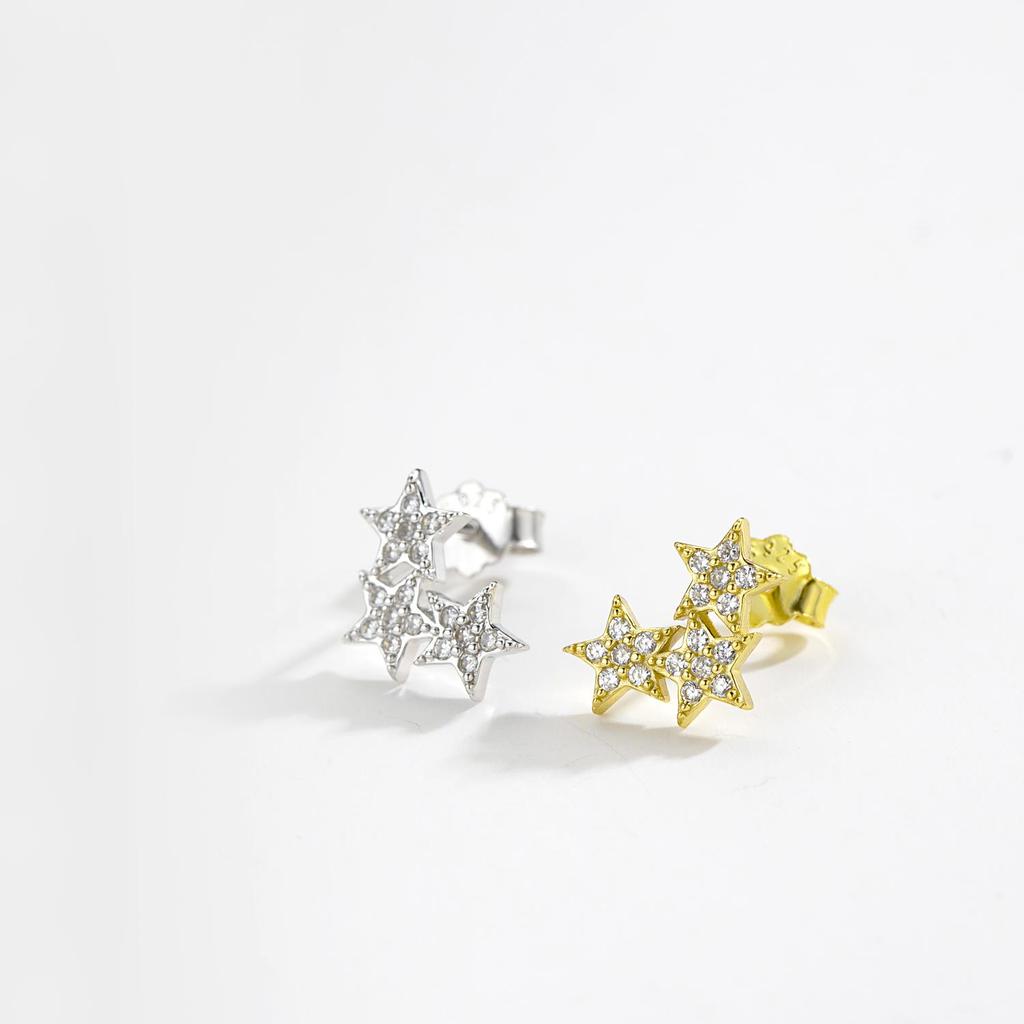ANDYWEN 925 пробы стерлингового серебра золота звездное небо блестящие звезды серьги гвоздики пирсинг женский пирсинг роскошные ювелирные изделия женщины кристалл CZ