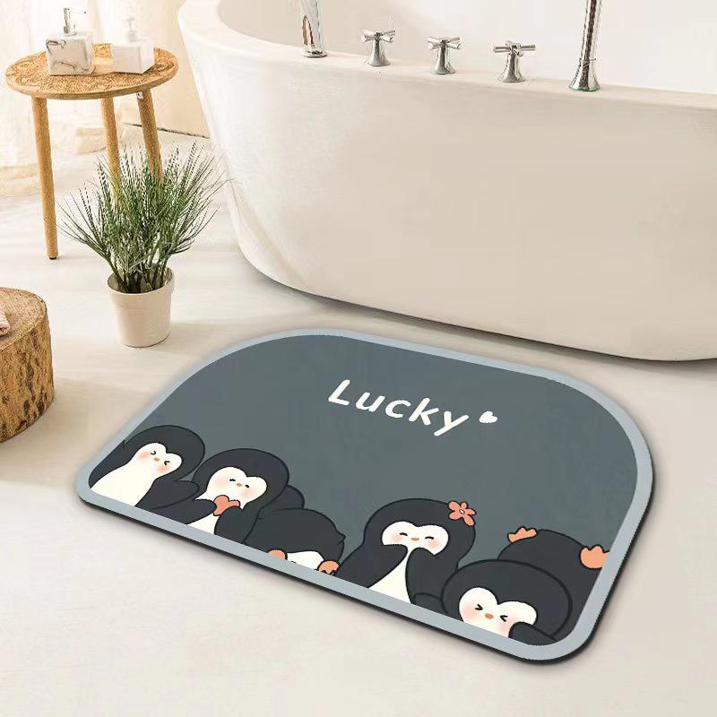 Мультяшный коврик для ванной из диатомовой земли с противоскользящим покрытием - Впитывающий, износостойкий, бытовой коврик для ног