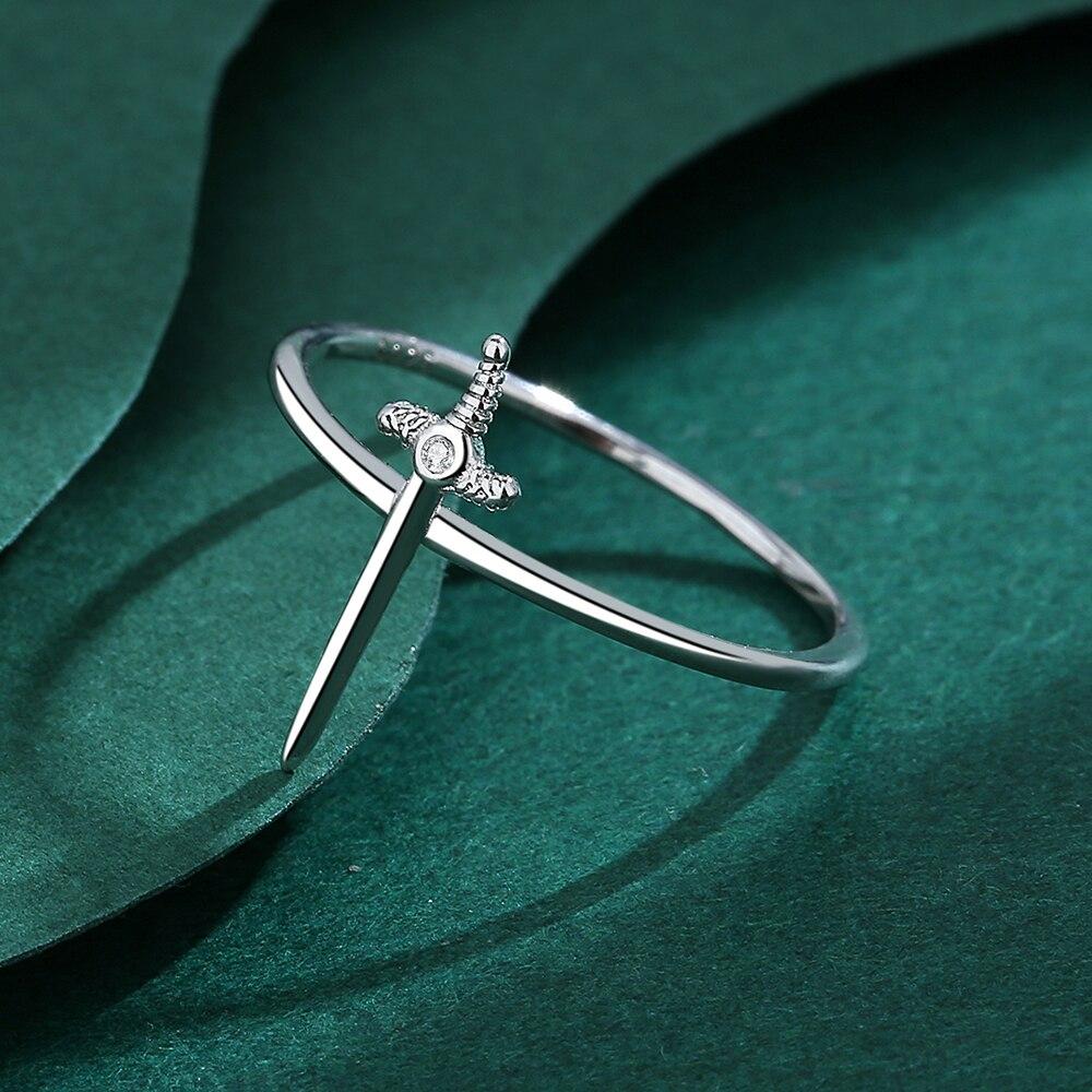 Креативные 18-каратные золотые, серебряные парные кольца с крестом и мечом для женщин, круглые полные бриллианты, оригинальные стерлинговые серебряные ювелирные изделия в подарок на свадьбу