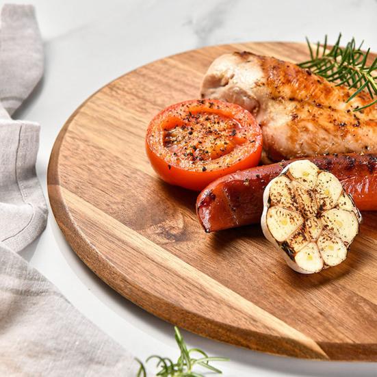 Wooden Pizza Pan with Long Handle Round Multifunction Cutting Chopping Board Vegetable Cake Bread Dessert Steak Meat