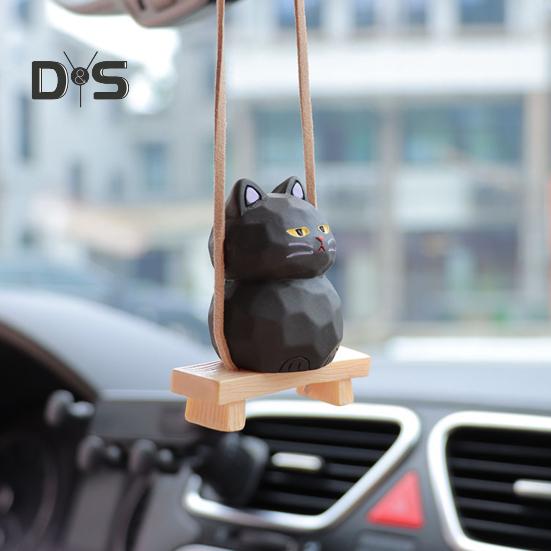 Подвесное украшение для автомобиля в виде кошки, мультяшный кот, зеркало заднего вида, воздушный шарм, милый кот, украшение для интерьера для любителей кошек