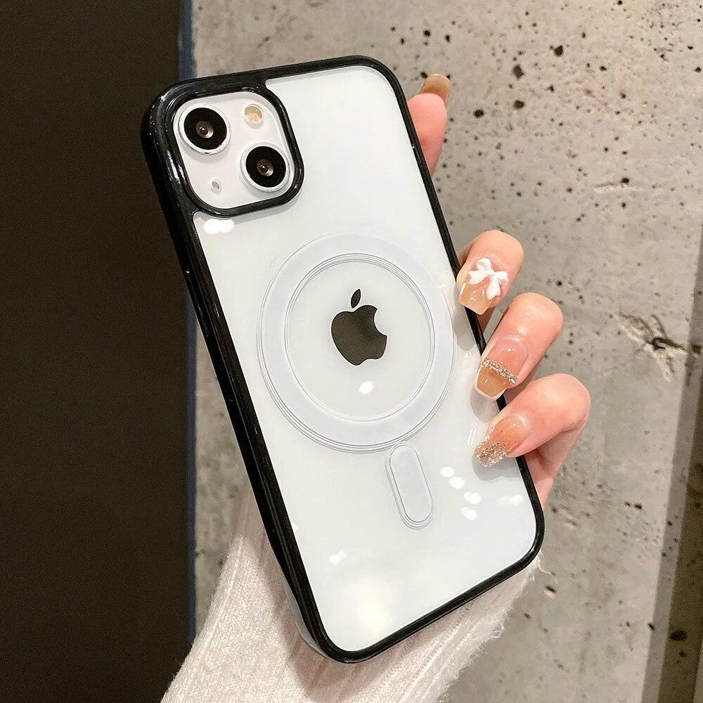 Роскошный магнитный чехол с беспроводной зарядкой для телефона Magsafe для iPhone 15 14 13 12 11 Pro Max XR XS X 7 8 SE мини противоударный чехол
