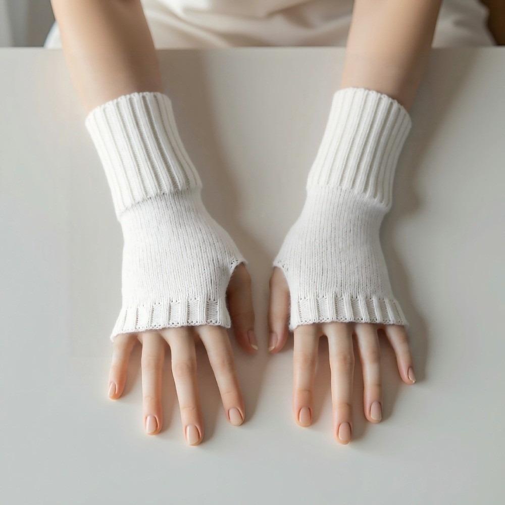 Solid Color Half Finger Mitten Knitted Fingerless Gloves New Knitted Gloves Autumn and Winter