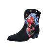 2024 New Fashion Solid Color Women's Boots Printed Decoration Pointed Toe Square Heel Comfortable Women's Boots Western