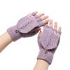 Winter Elastic Keep Finger Warm Flip Thicken Warm Knitted Gloves Half Capped Fingerless Mittens